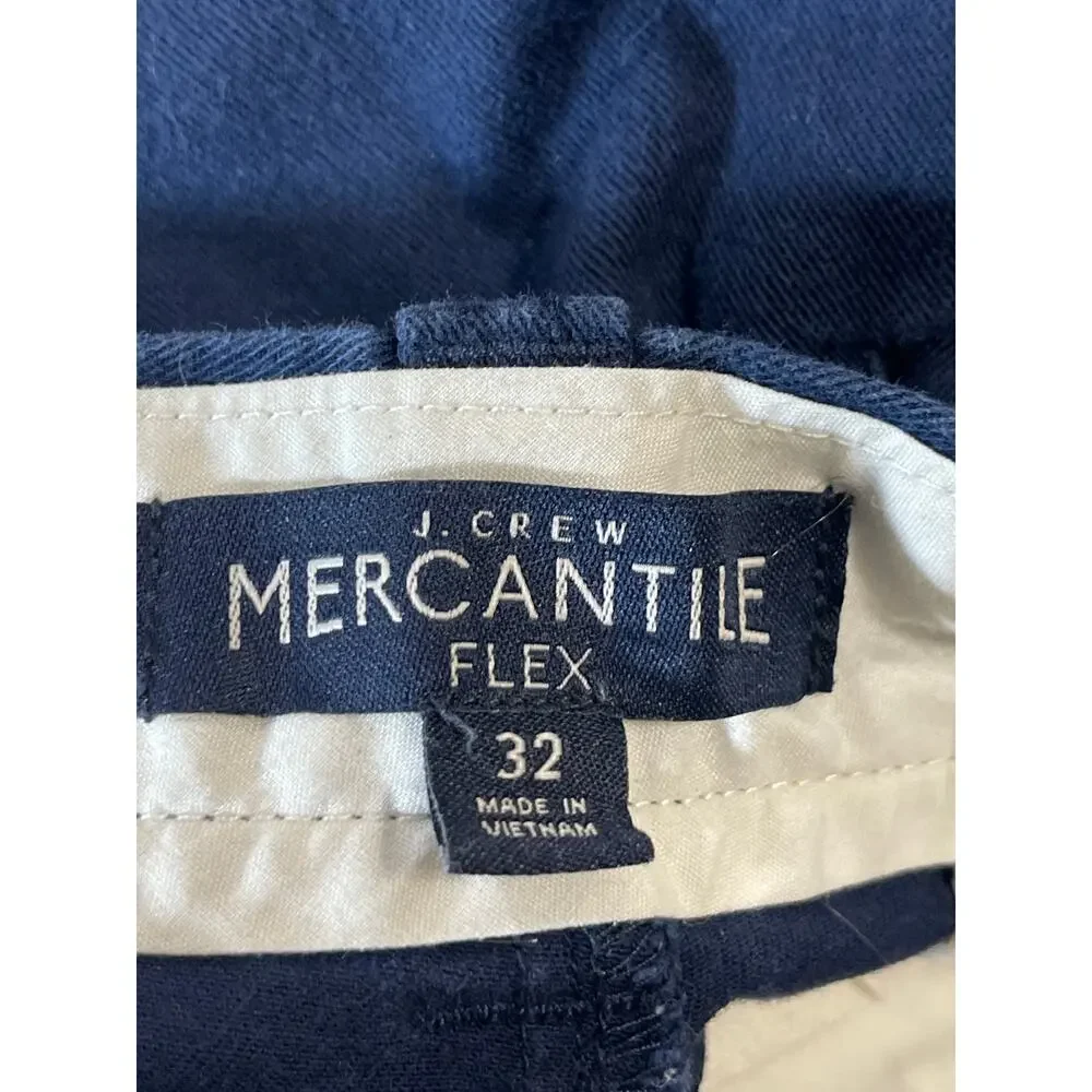 J.Crew Flex Men's Blue High Waist Slim Fit Straight Leg Chino Khaki Shorts Sz 32